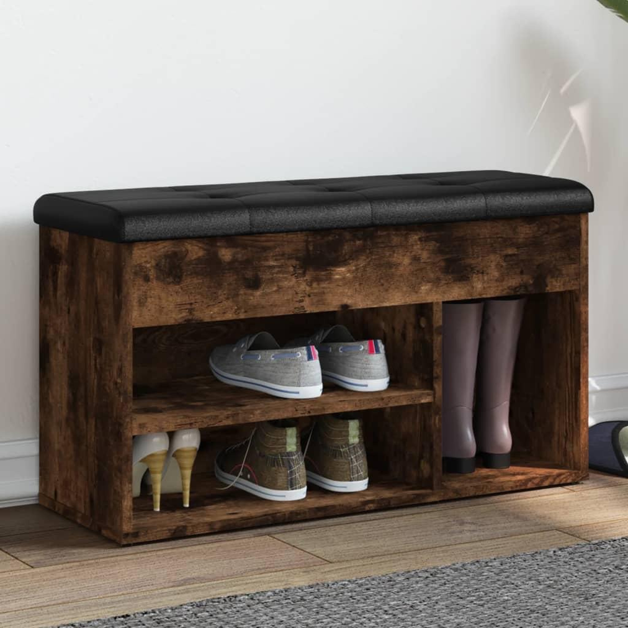VIDAXL Banc a chaussures chene fume 82x32x45,5 cm bois d'ingenierie