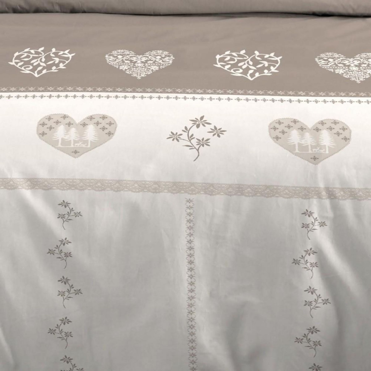 STOF Housse de couette 260x240 MODANE NATUREL + 2 taies coton 57 fils