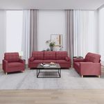 VIDAXL Ensemble de canapes 3 pcs avec coussins rouge bordeaux tissu