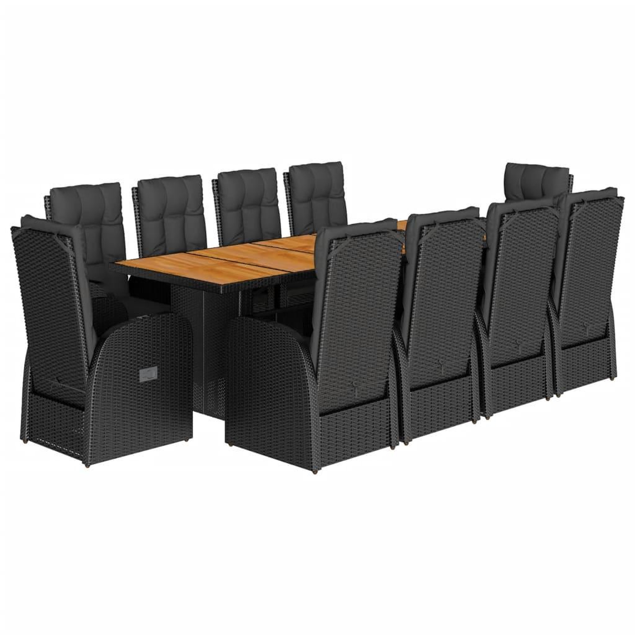 Voir la diapositive 2 : VIDAXL Ensemble a manger de jardin 11 pcs coussins noir resine tressee