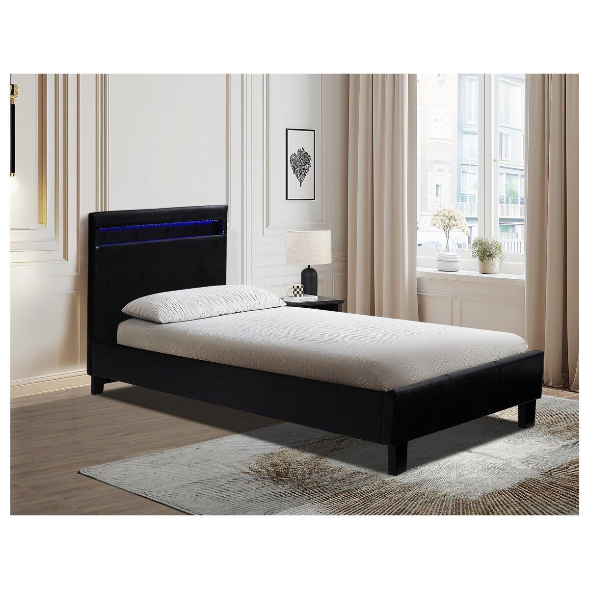 Habitat et Jardin Lit avec LED  Maria  90 x 190 cm - Noir