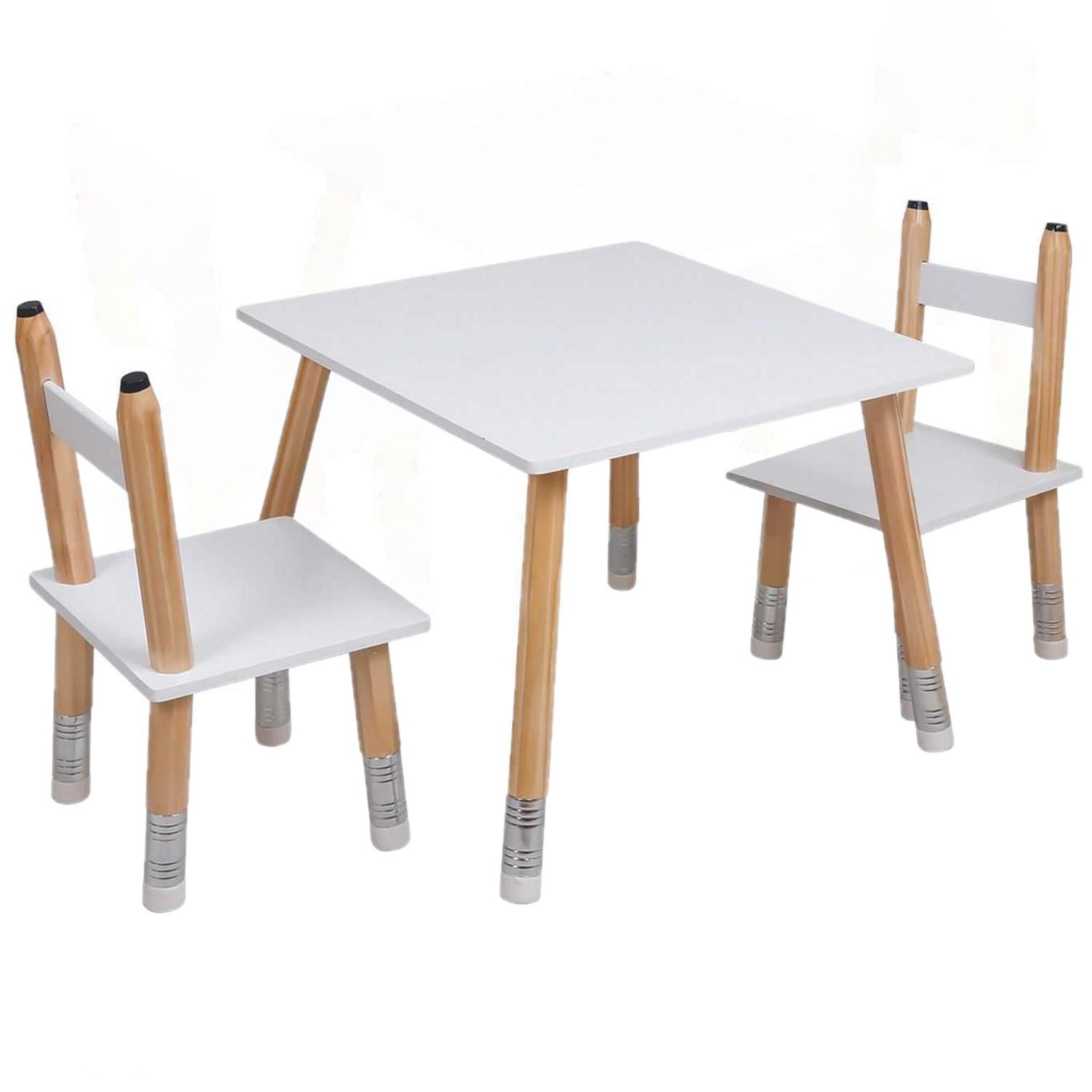 TOILINUX Table pour enfant avec 2 chaises crayons en mdf