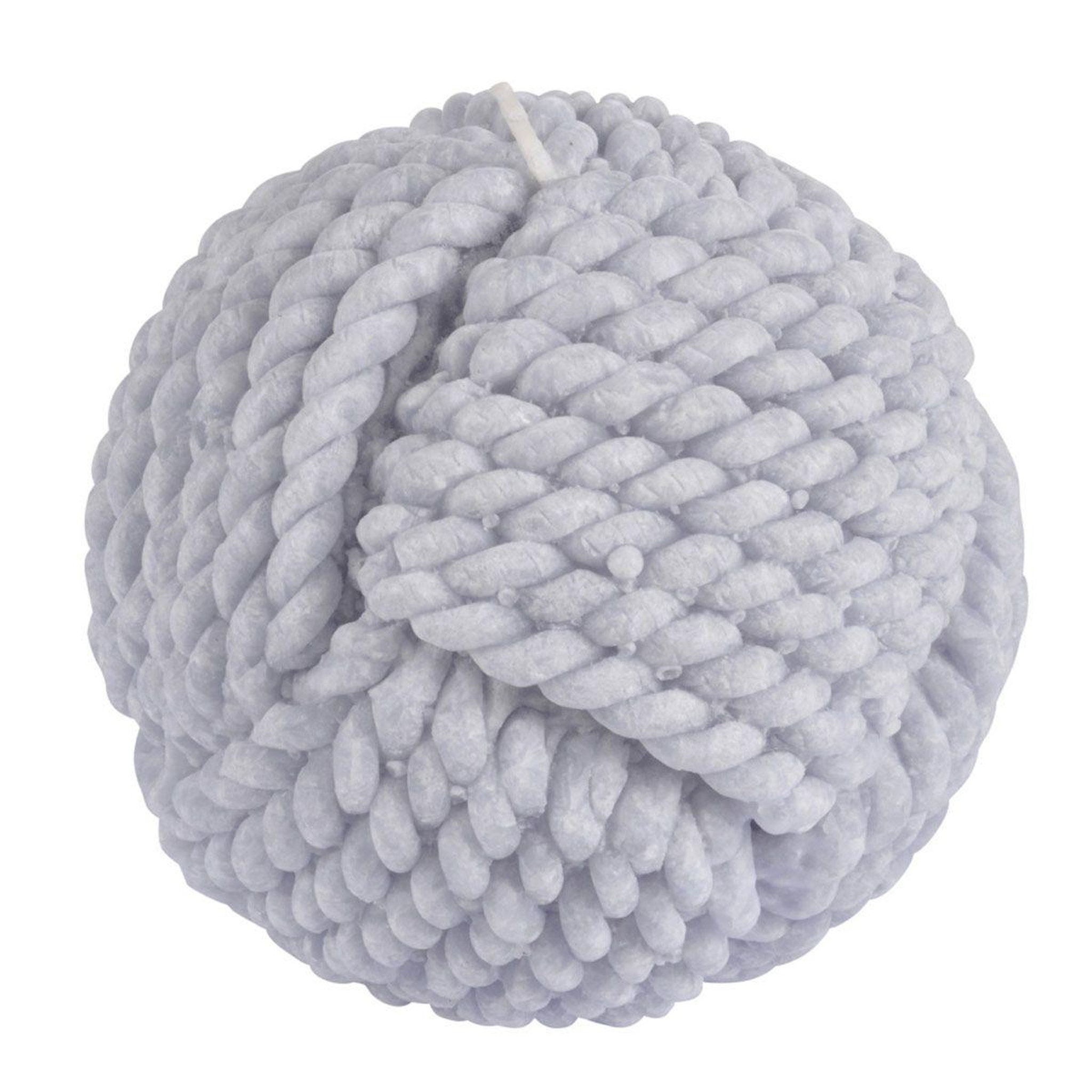 Douceur d'Intérieur Bougie boule effet cordage  blue wave  9cm bleu clair
