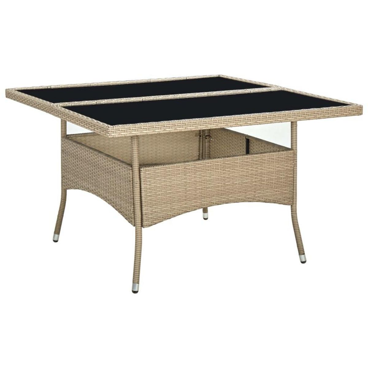 VIDAXL Table a dîner d'exterieur Beige Resine tressee et verre