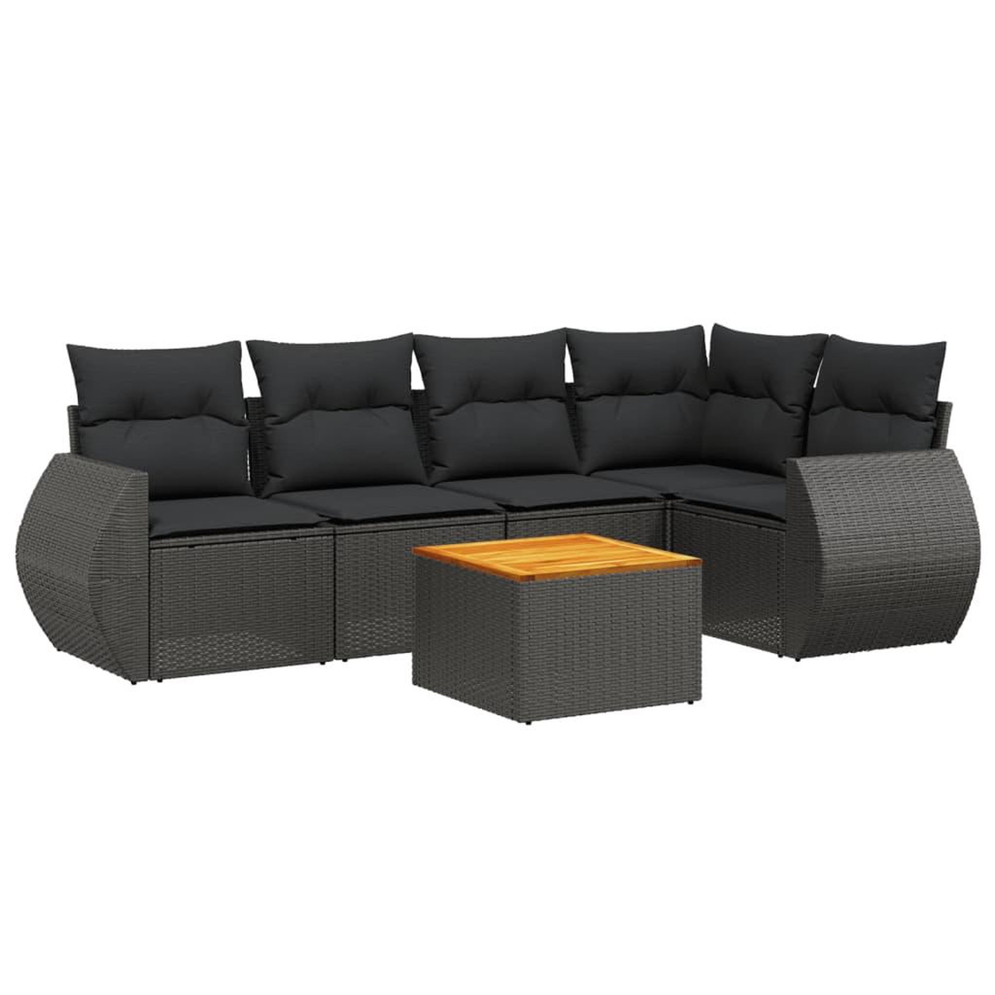 Voir la diapositive 2 : VIDAXL Salon de jardin 6 pcs avec coussins noir resine tressee