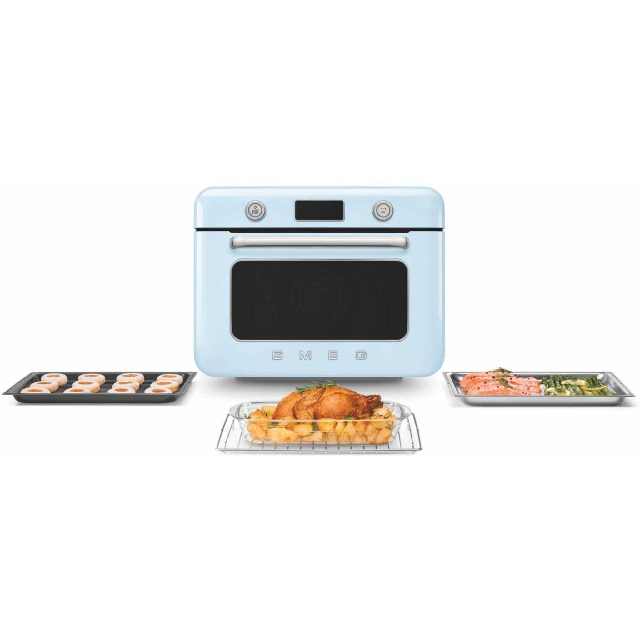 Voir la diapositive 4 : SMEG Mini four combiné vapeur 1800w bleu azur - COF01PBEU