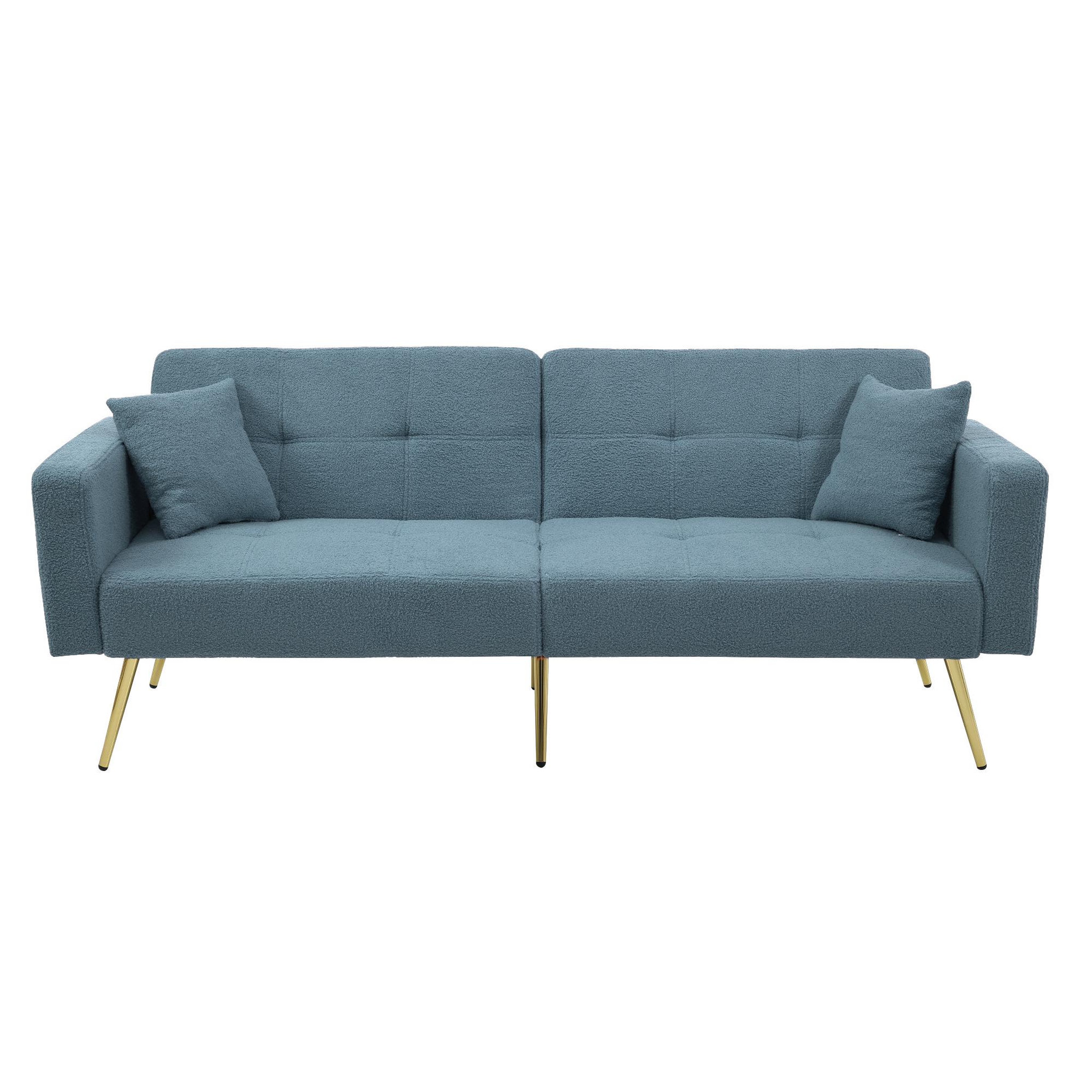 Voir la diapositive 1 : MERAX Canapé droit convertible 2 places tissu