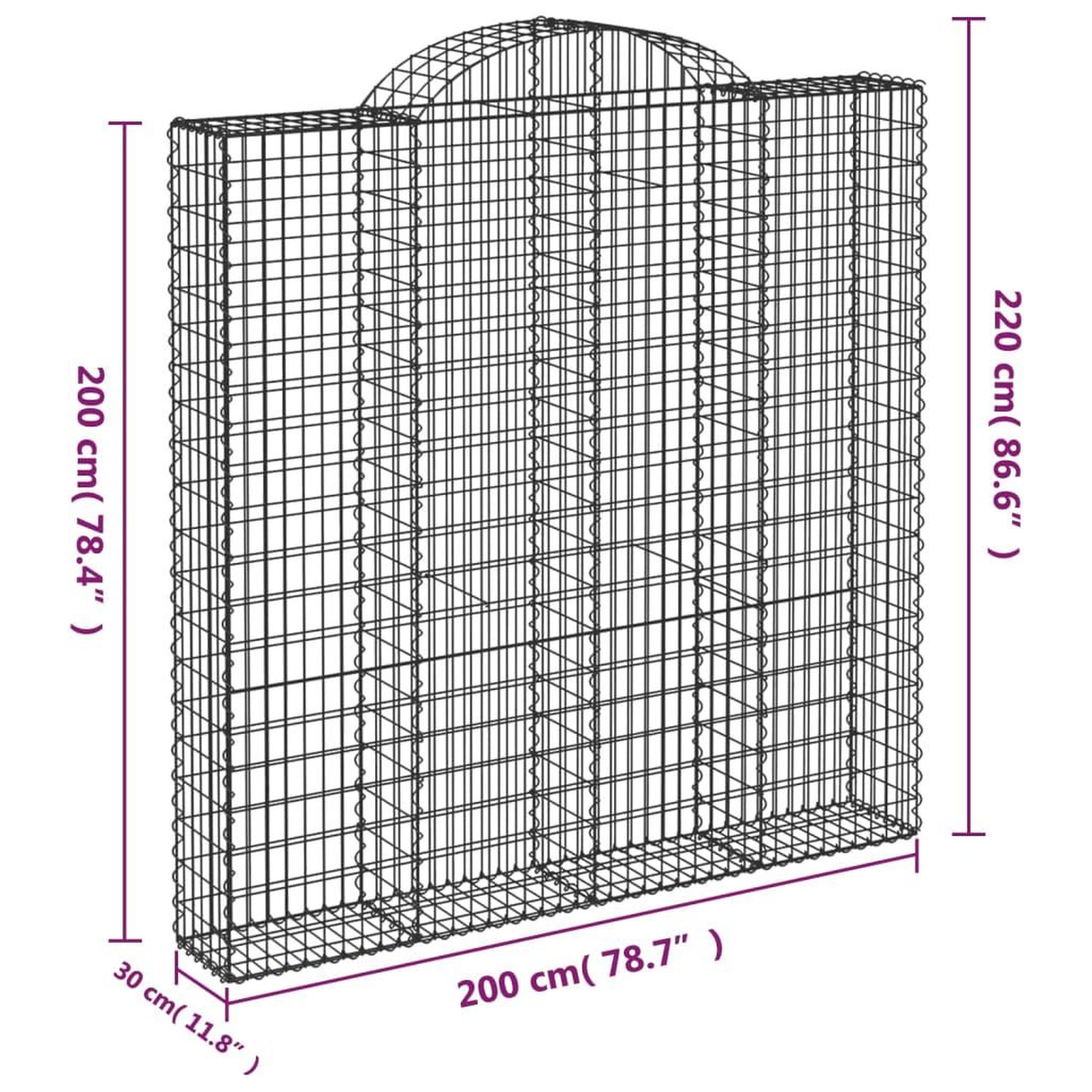 Voir la diapositive 6 : VIDAXL Paniers a gabions arques 6 pcs 200x30x200/220 cm fer galvanise