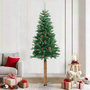 Voir la diapositive 1 : VIDAXL Sapin de Noël mince avec bois veritable et cones vert 210cm PVC