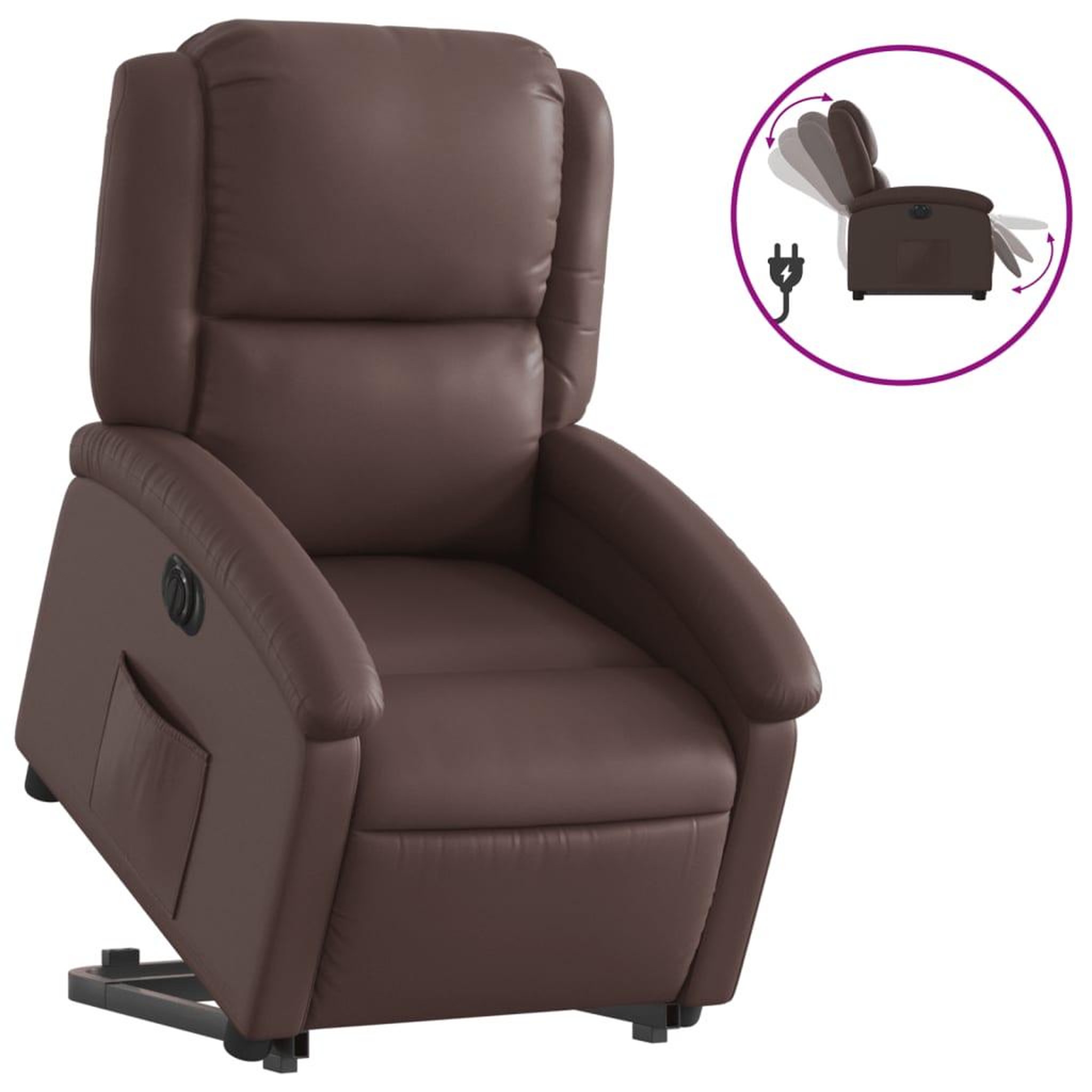 Voir la diapositive 2 : VIDAXL Fauteuil inclinable electrique marron similicuir
