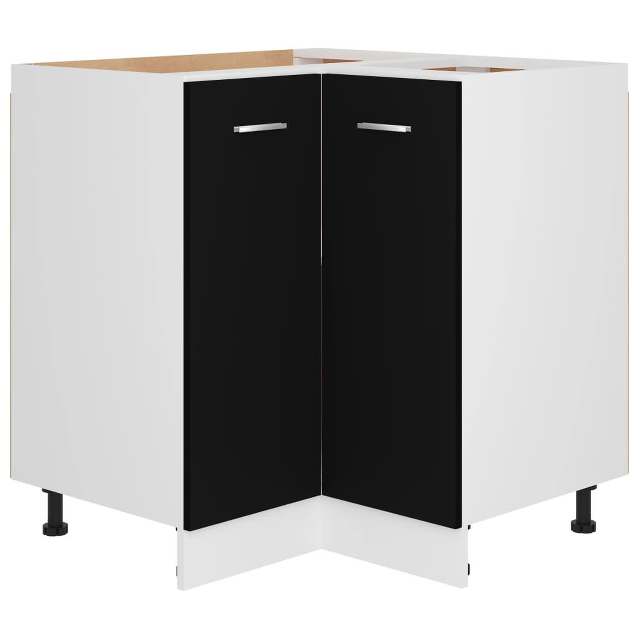 Voir la diapositive 2 : VIDAXL Armoire de plancher d'angle noir 75,5x75,5x81,5 cm bois