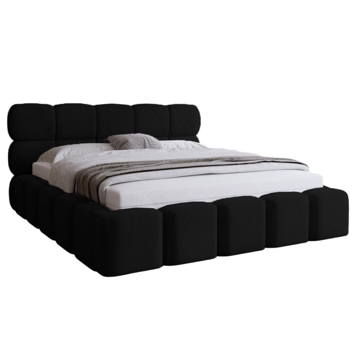 BEST MOBILIER Mariposa - lit coffre - 140x200 cm - sommier inclus - en velours