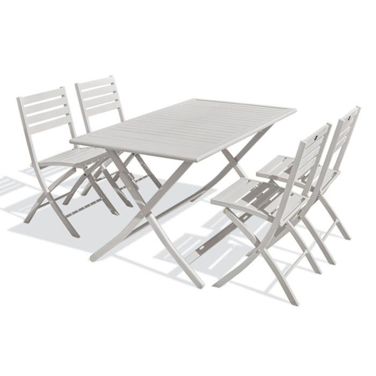 Paris Prix Ensemble Table de Jardin Pliante & 4 Chaises  Marius  140cm Gris