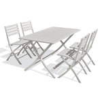 Paris Prix Ensemble Table de Jardin Pliante & 4 Chaises  Marius  140cm Gris