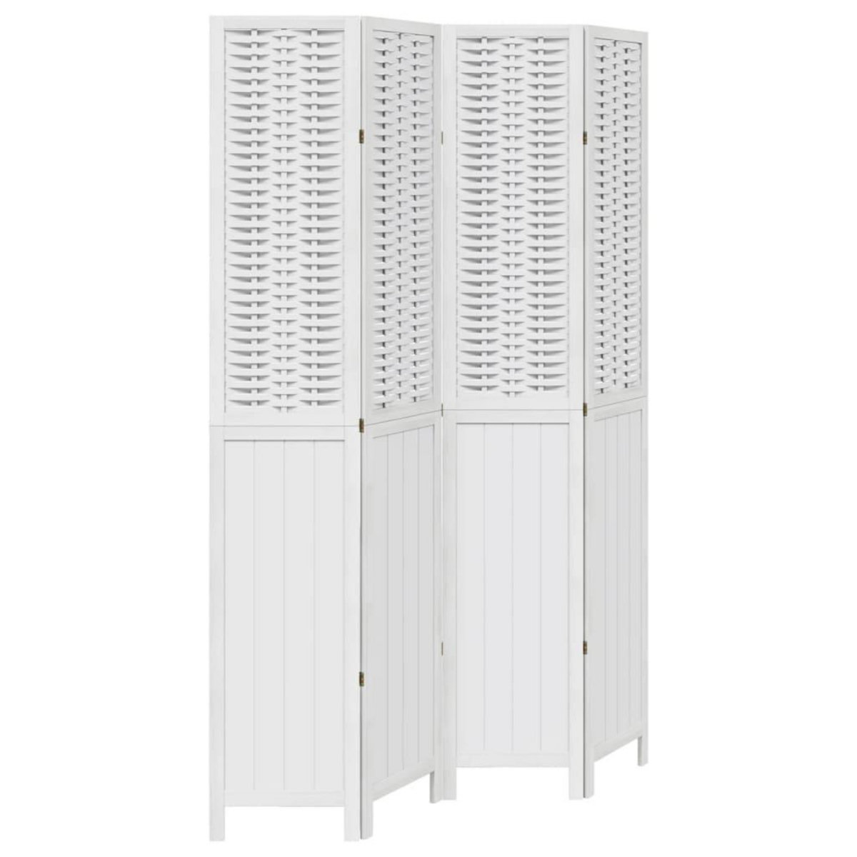 VIDAXL Cloison de separation 4 panneaux blanc bois de paulownia massif