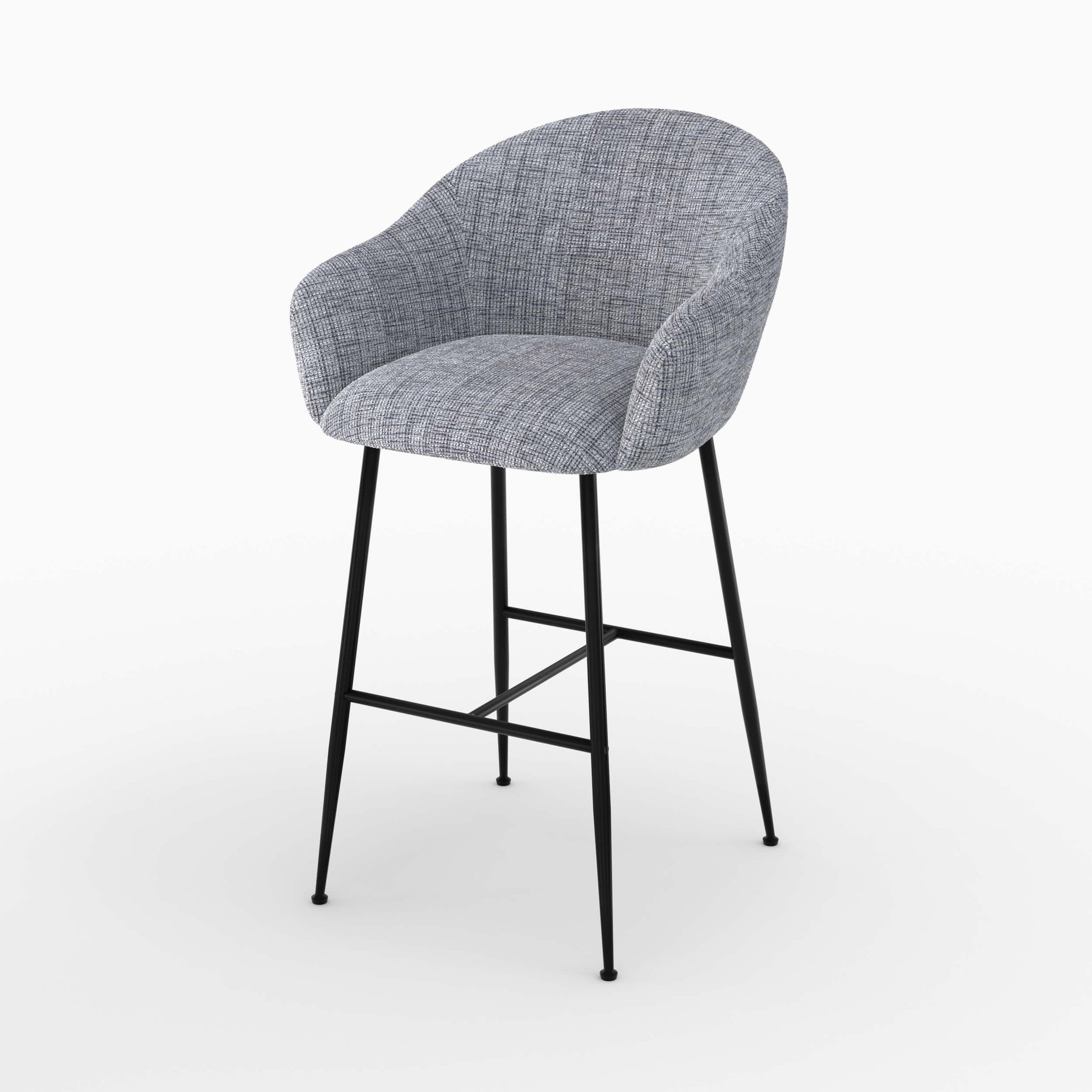 MAISON PAVANE Chaise de bar en tissu gris chiné 76 cm-socky