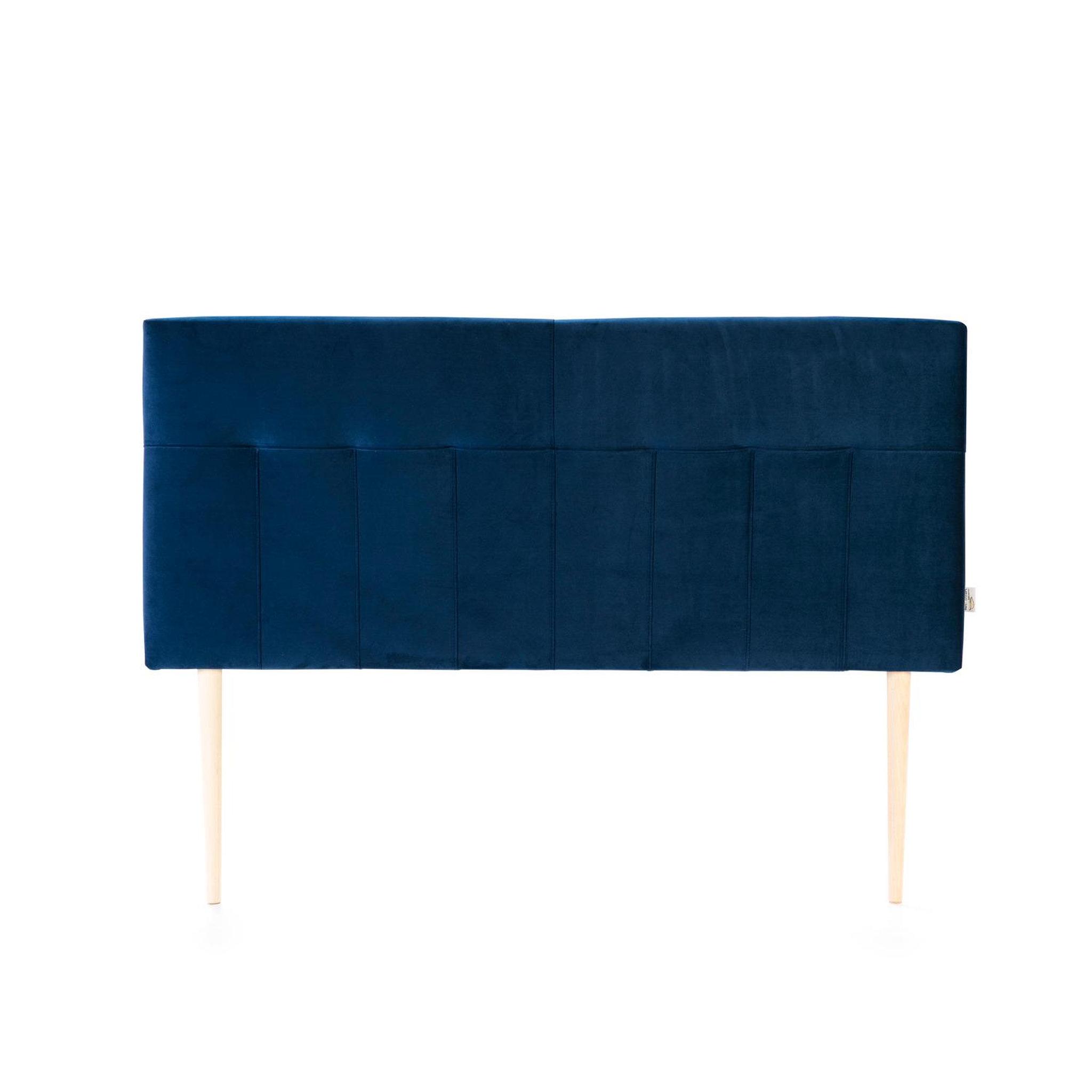 Voir la diapositive 3 : MARCKONFORT Tête de lit tapissée Napoles 140x100 cm Bleu, Velours, Pieds en Bois