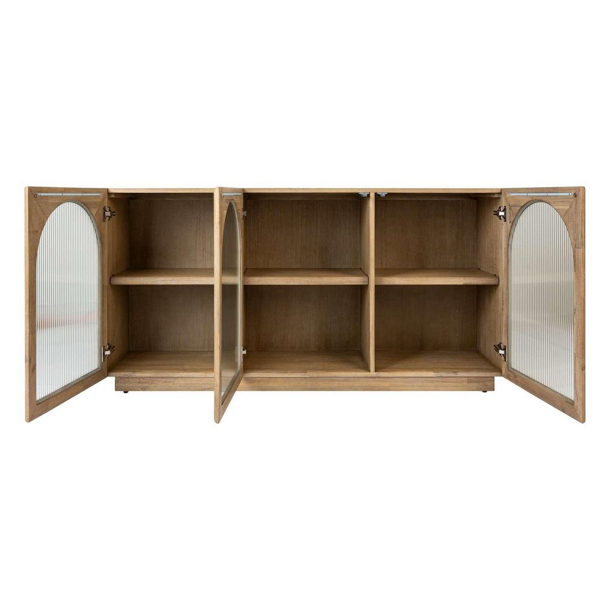 ATMOSPHERA Buffet 3 portes en verre et bois LOUSADA - Beige