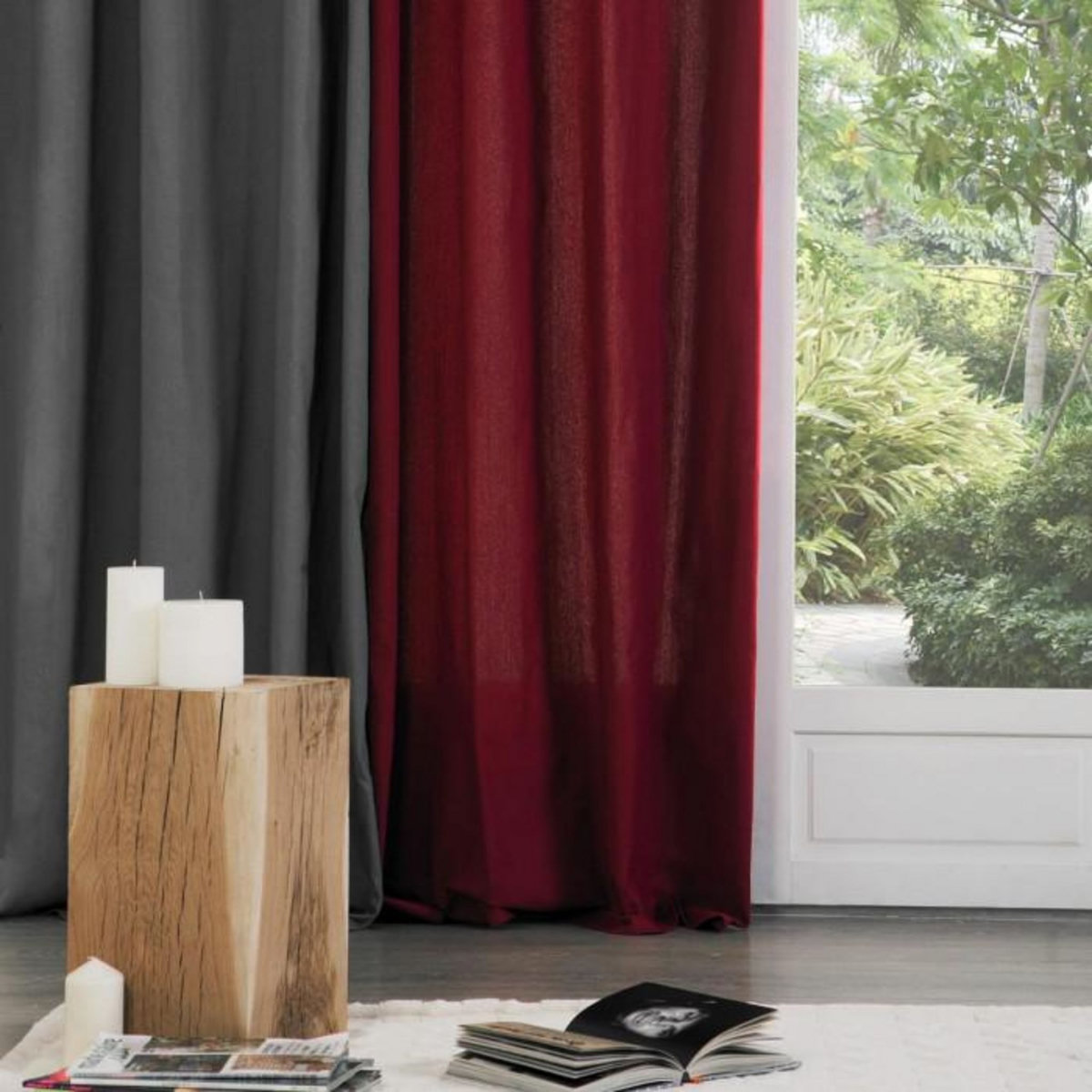 Paris Prix Rideau à Oeillets  Panama II  140x260cm Rouge