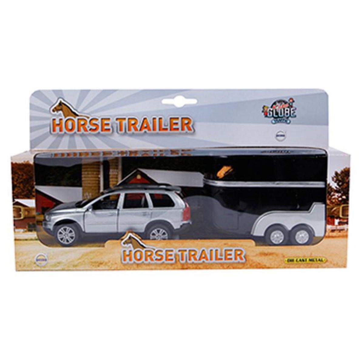 GLOB KIDS Kids Globe Die-cast Volvo XC90 with Horse trailer, 27 cm