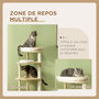 Voir la diapositive 5 : PAWHUT Arbre à chat style nordique griffoir sisal naturel 4 plateformes coussins panier d'observation amovible bois pin panneaux bois clair