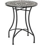 OUTSUNNY Table ronde style fer forgé bistro plateau mosaïque motif rose des vents métal époxy anticorrosion noir céramique