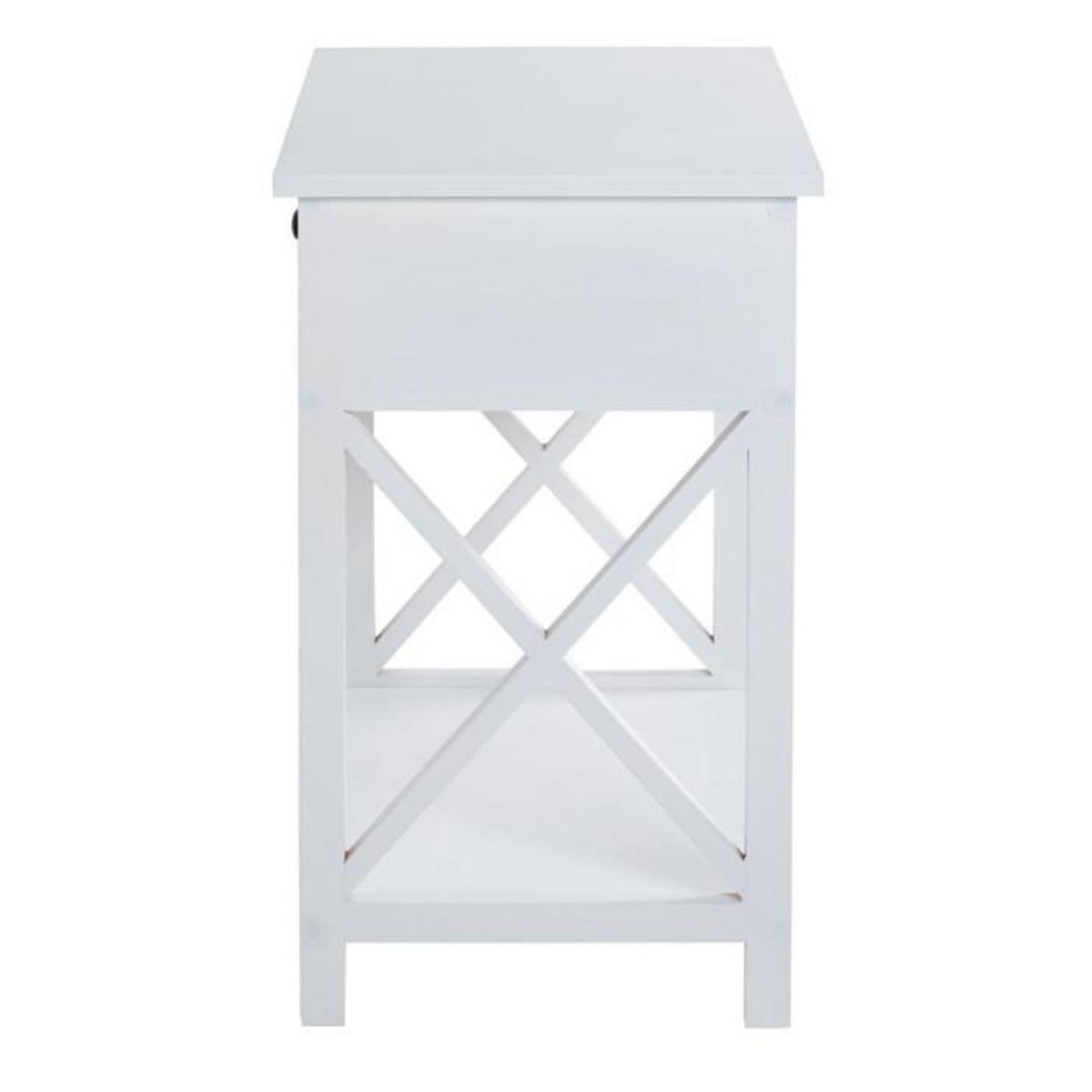 Paris Prix Table d'Appoint 1 Tiroir Design  Guda  60cm Blanc