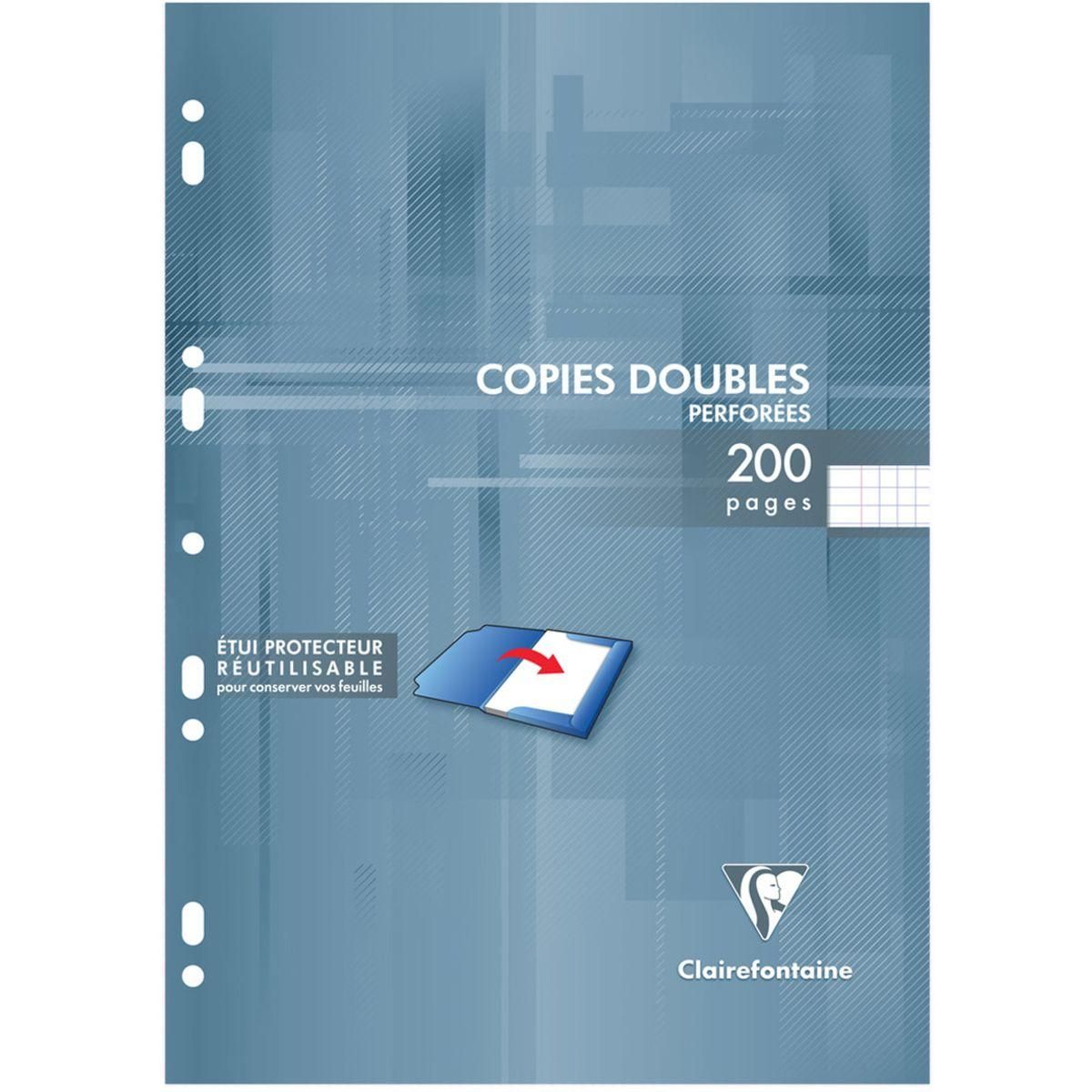 CLAIREFONTAINE Copies doubles 200 pages 21x29,7cm petits carreaux 5x5 perforées