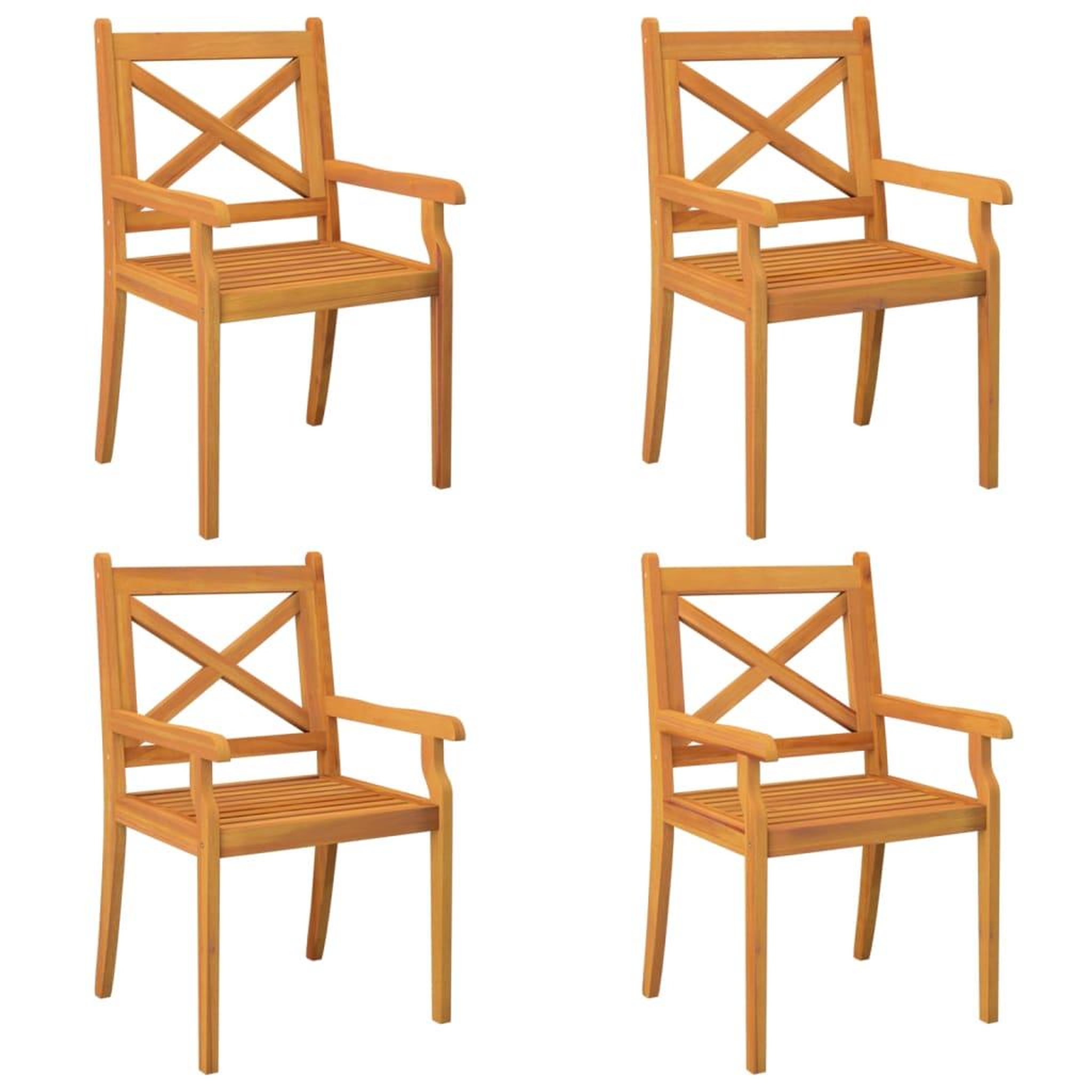 Voir la diapositive 2 : VIDAXL Chaises a manger d'exterieur lot de 4 Bois d'acacia massif