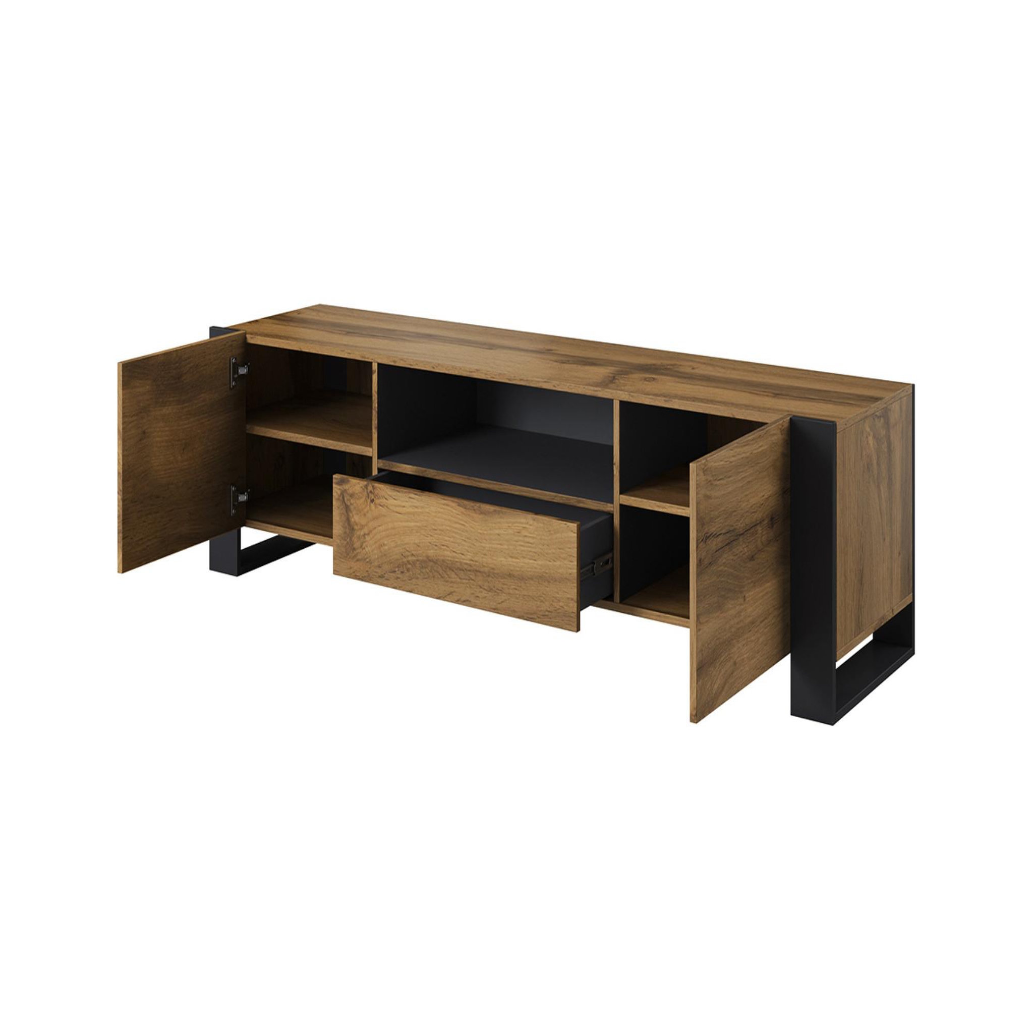 Voir la diapositive 2 : BEST MOBILIER Willow - meuble tv - effet bois et gris - 180 cm - style industriel