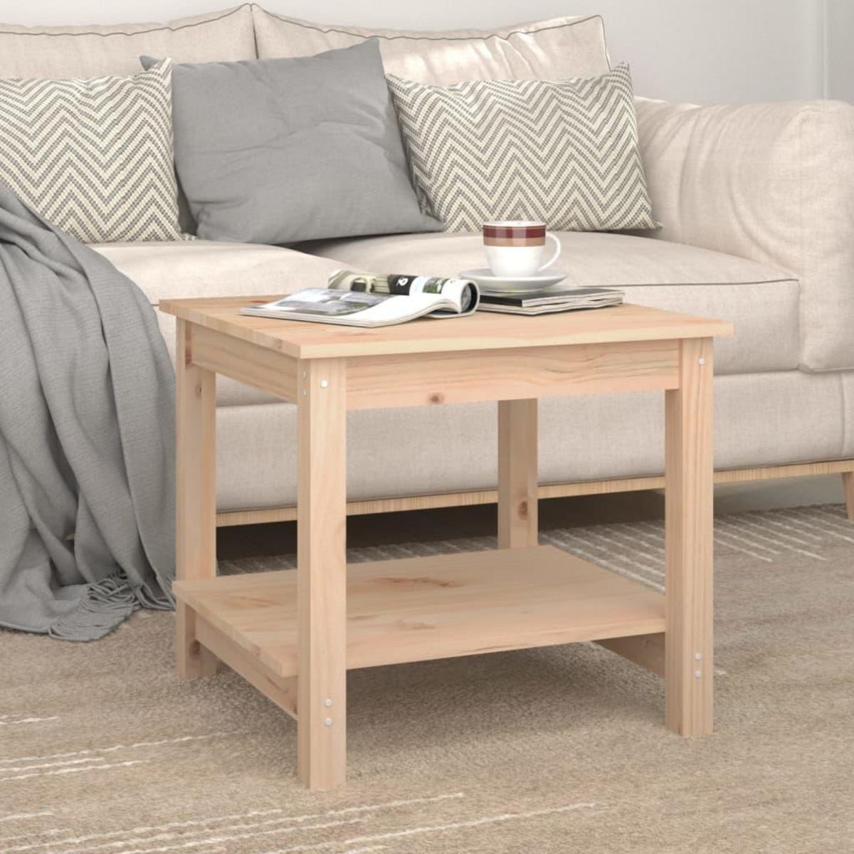 VIDAXL Table basse 50x50x45 cm Bois massif de pin