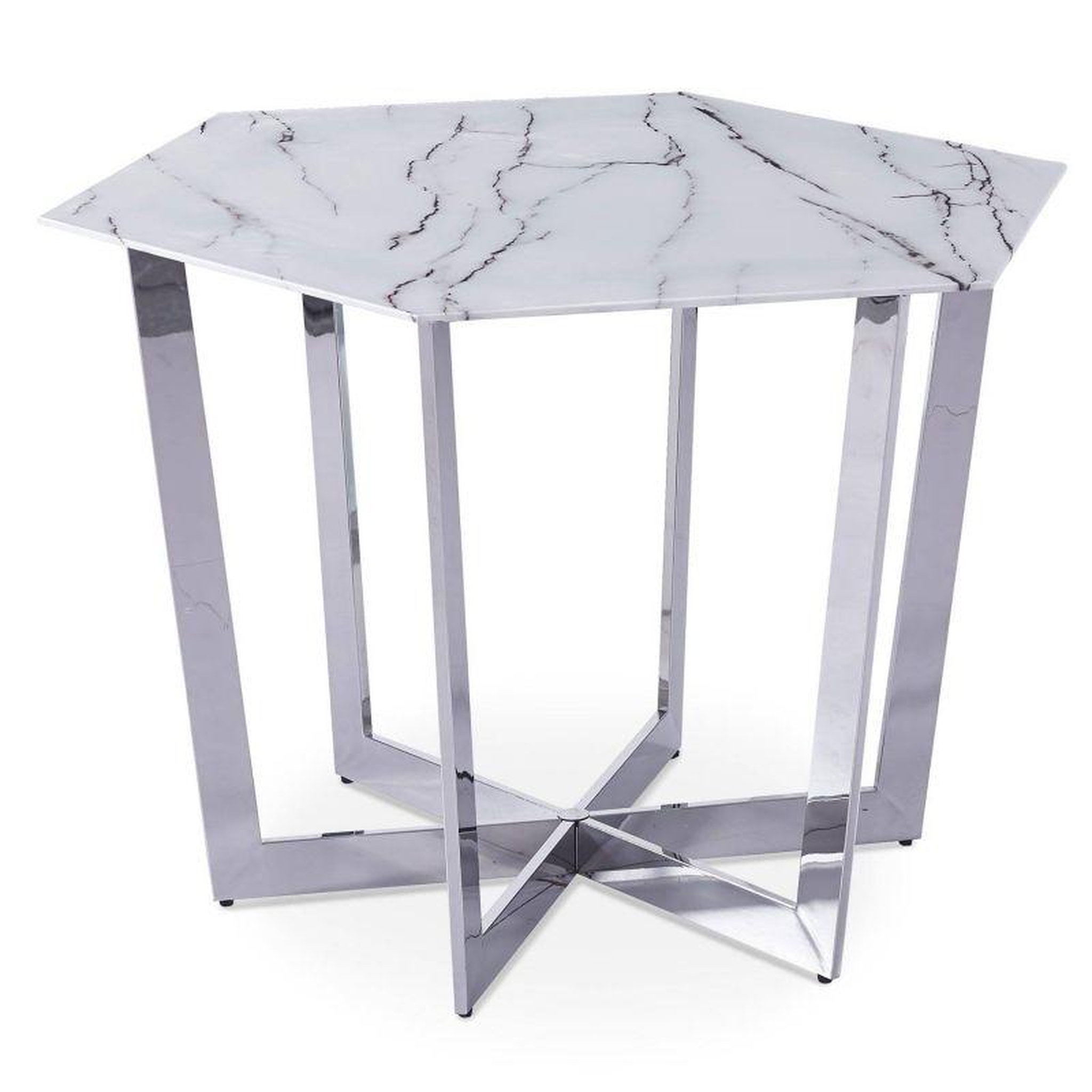 Voir la diapositive 2 : Paris Prix Table de Repas Design  Dizazi  120cm Blanc & Argent