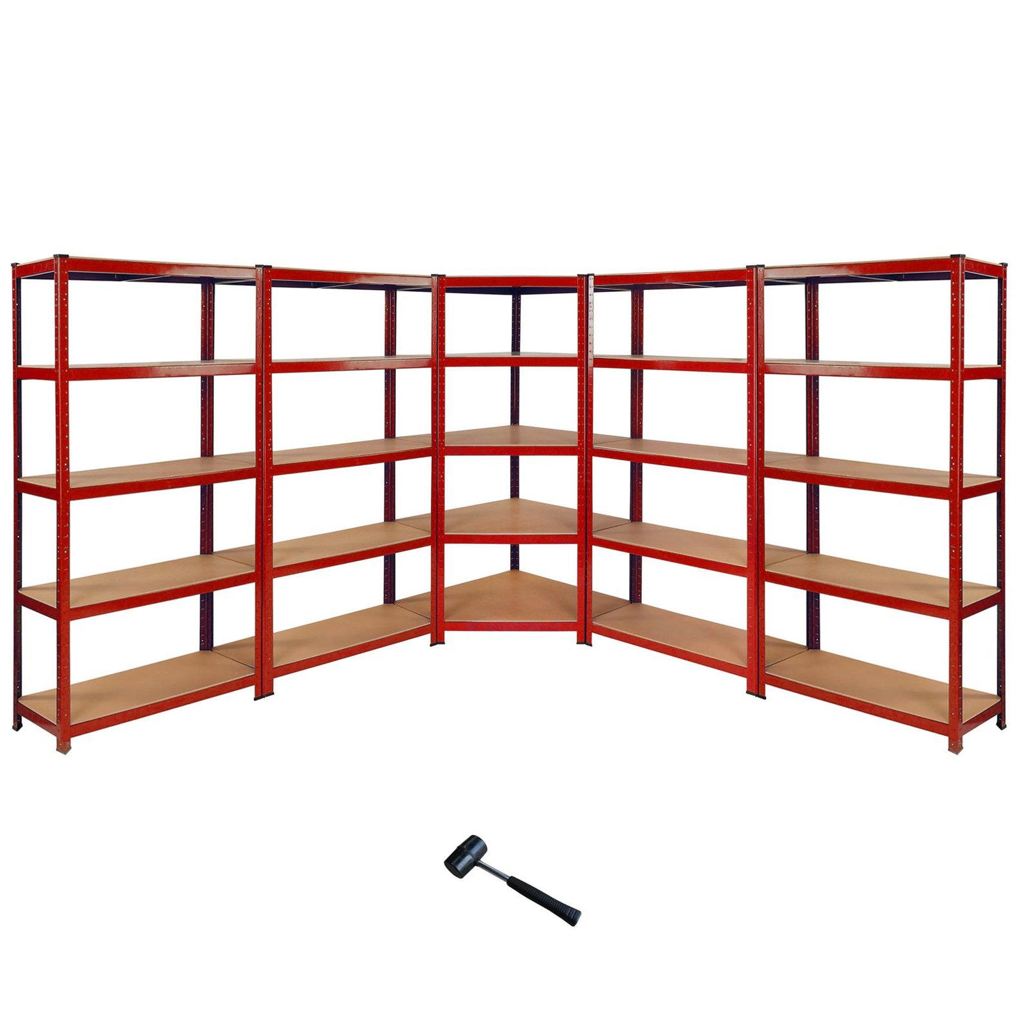 MONSTER RACKING Lot de 1 rayonnage d'angle z-rax en acier rouge & 4 rayonnages z-rax 90cm x 45cm x 183cm