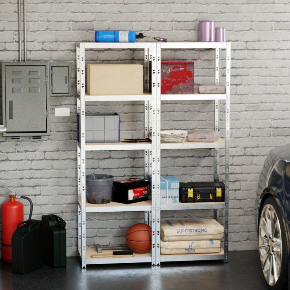 EUROSPEN Lot de 2 Etagères de Rangement modulables et polyvalentes pour atelier, garage, cave...Charges Lourdes 180x60x40cm x2 - Gris