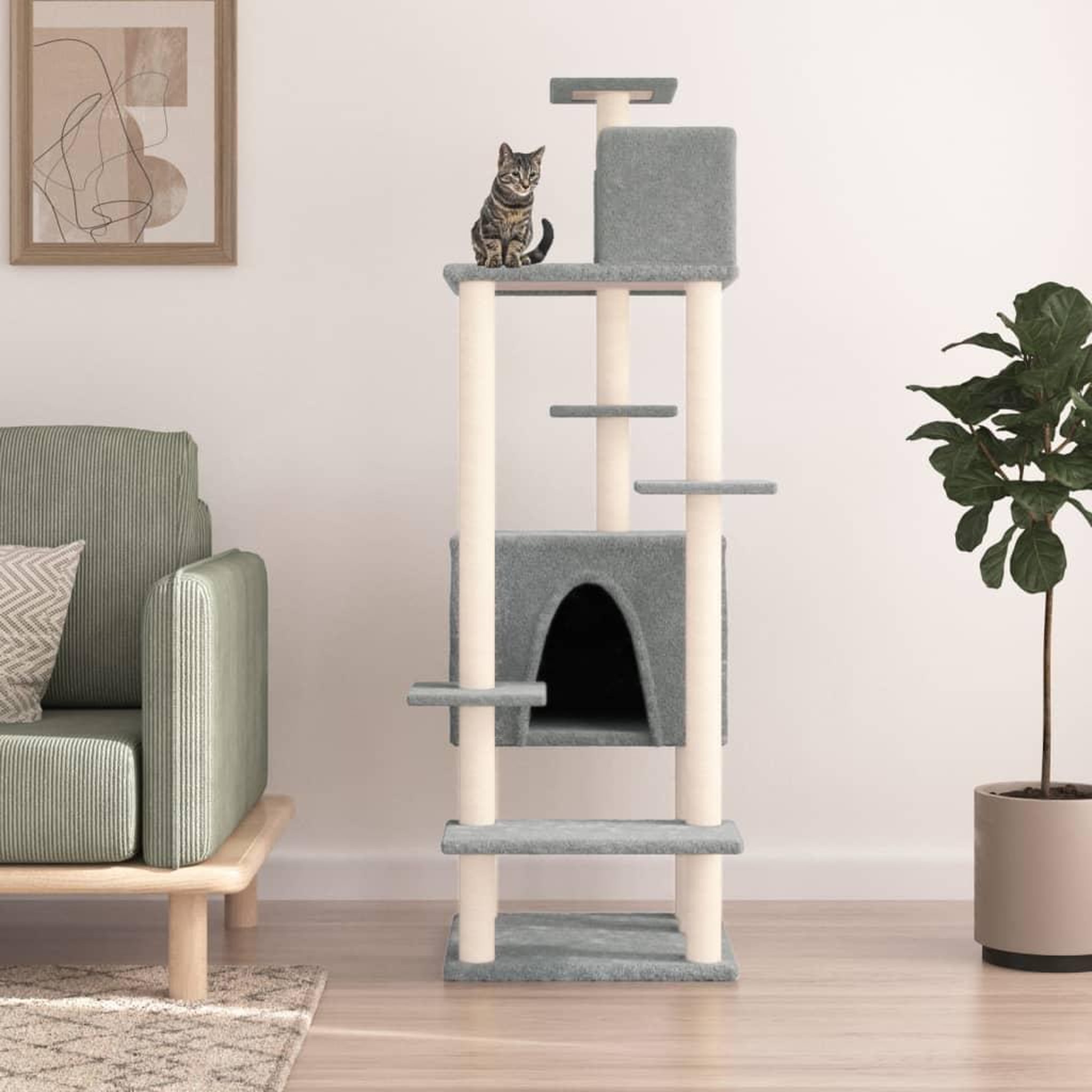 VIDAXL Arbre a chat avec griffoirs en sisal Gris clair 154 cm