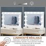 Voir la diapositive 5 : HOMCOM Miroir maquillage Hollywood lumineux LED tactile - 12 LED, luminosité réglable, fonction mémoire - métal MDF blanc verre