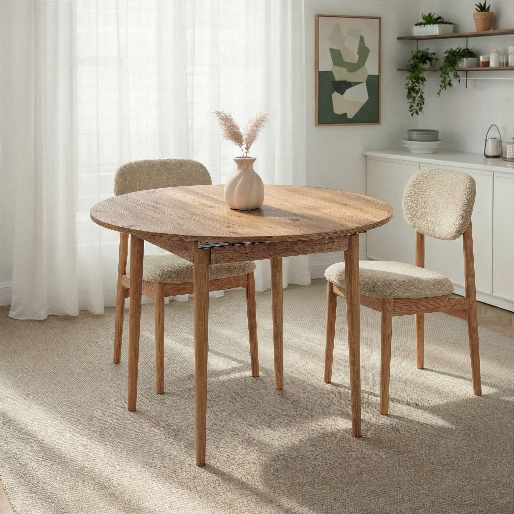 Voir la diapositive 4 : Habitat et Jardin Table à manger extensible en bois  viona  100 x 100 x 75 cm - pin atlantique