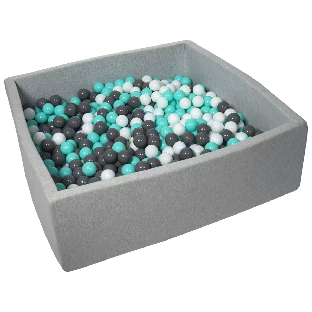 Piscine à balles pour enfant, 120x120 cm, Aire de jeu + 900 balles blanc, gris, turquoise