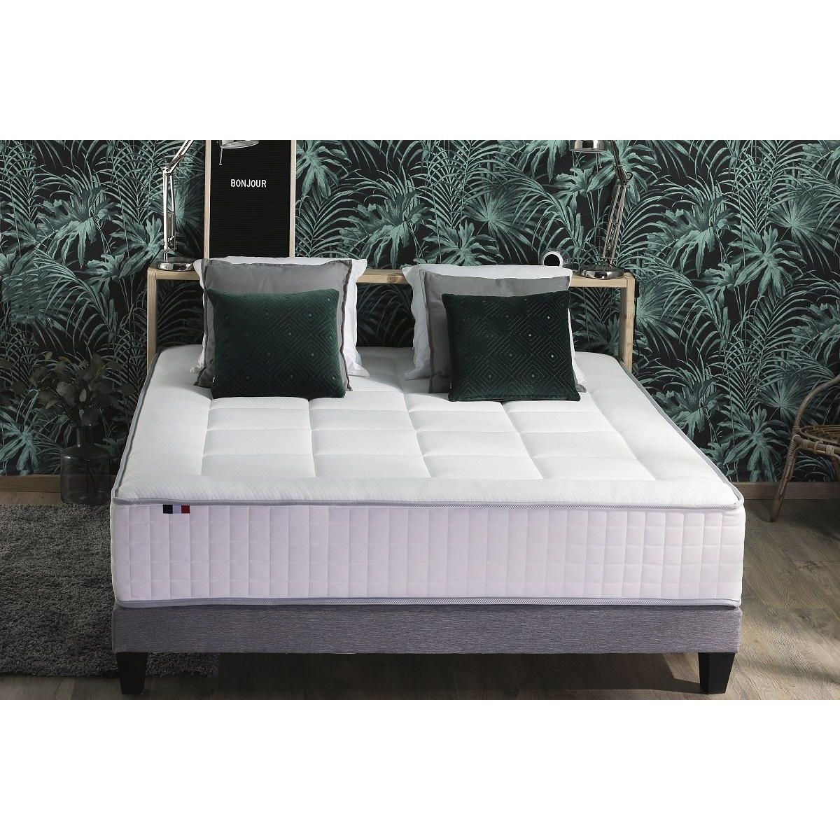 Ensemble Literie matelas ressorts ensachés 30cm et sommier 180X200 cm KING PALACE
