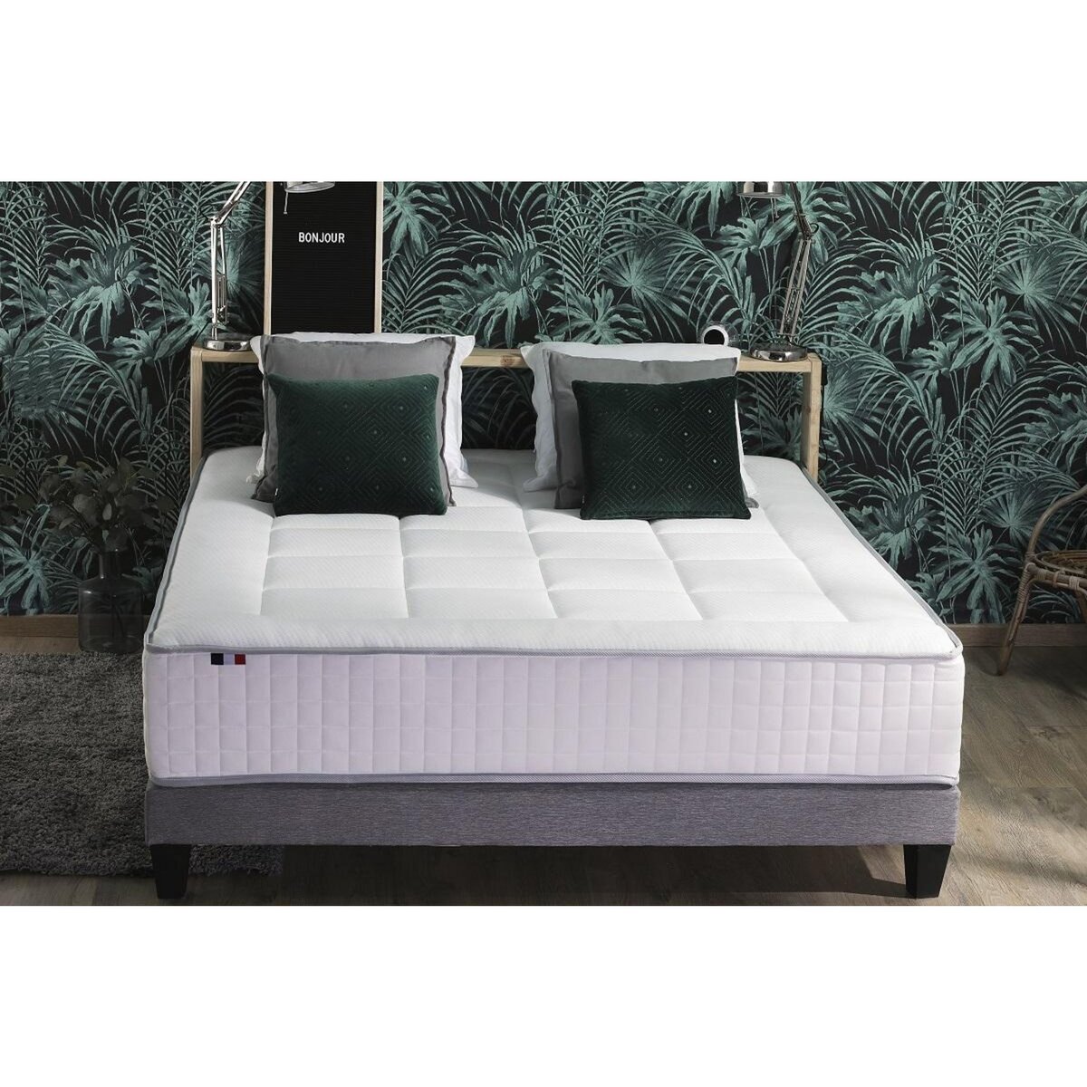 Ensemble Literie matelas ressorts ensachés 30cm et sommier 180X200 cm KING PALACE