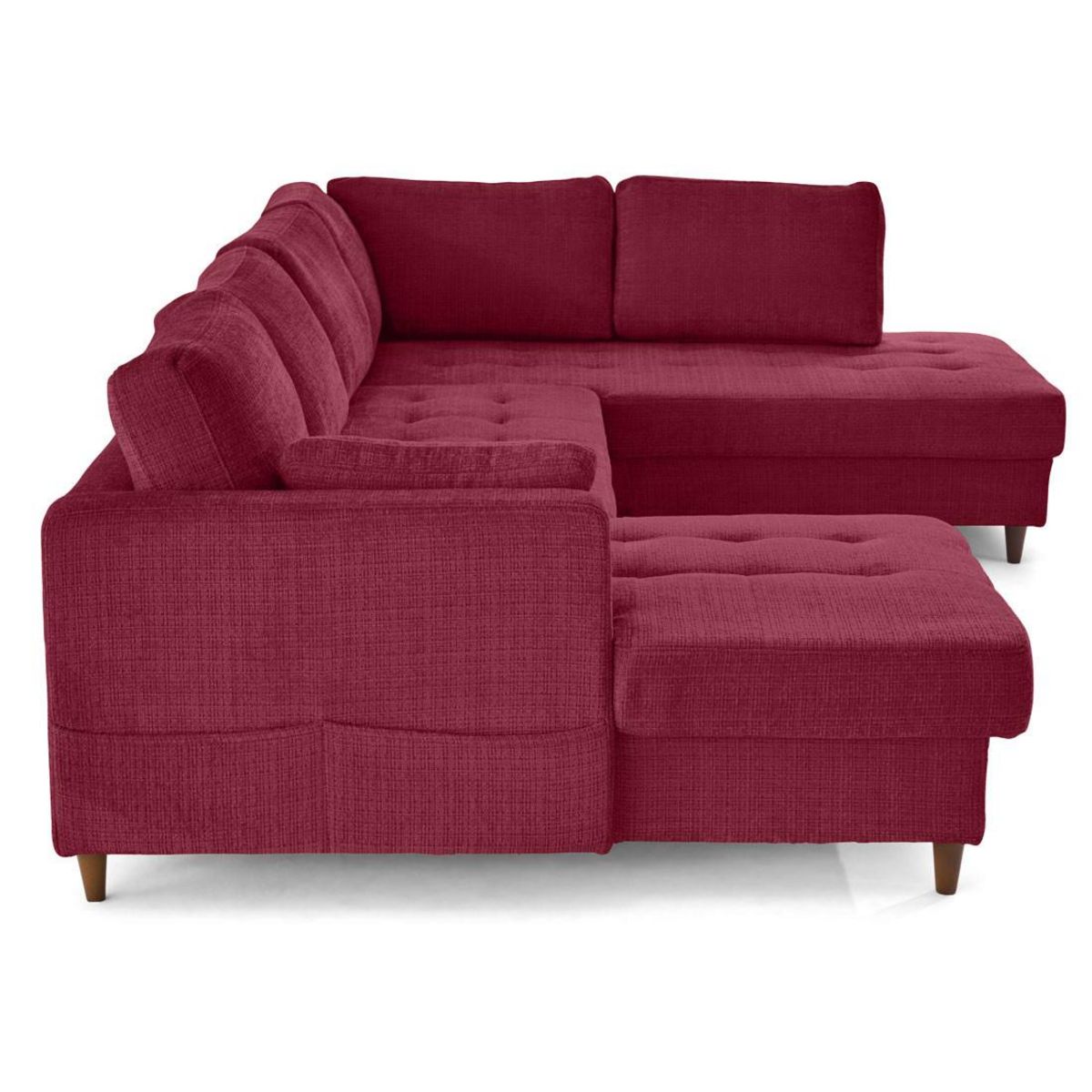 LISA DESIGN Anna - canapé panoramique d'angle droit 7 places convertible avec coffre en velours texturé