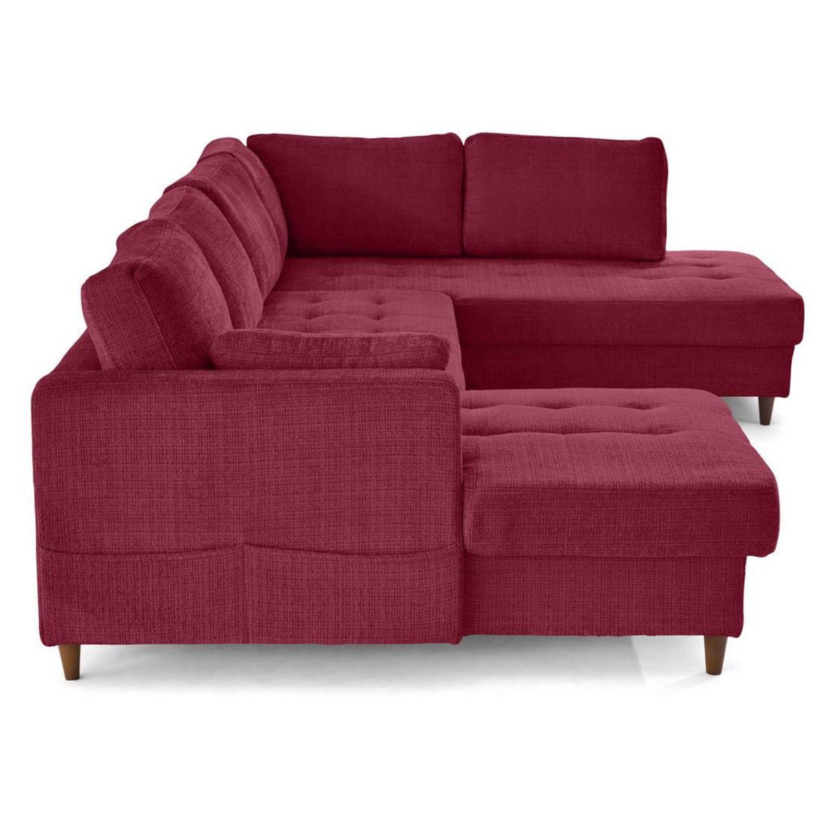 LISA DESIGN Anna - canapé panoramique d'angle droit 7 places convertible avec coffre en velours texturé