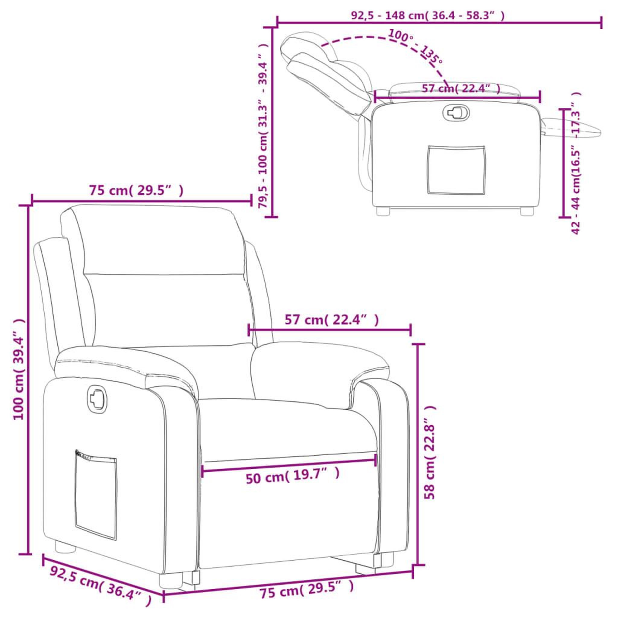 Voir la diapositive 6 : VIDAXL Fauteuil inclinable Gris fonce Velours
