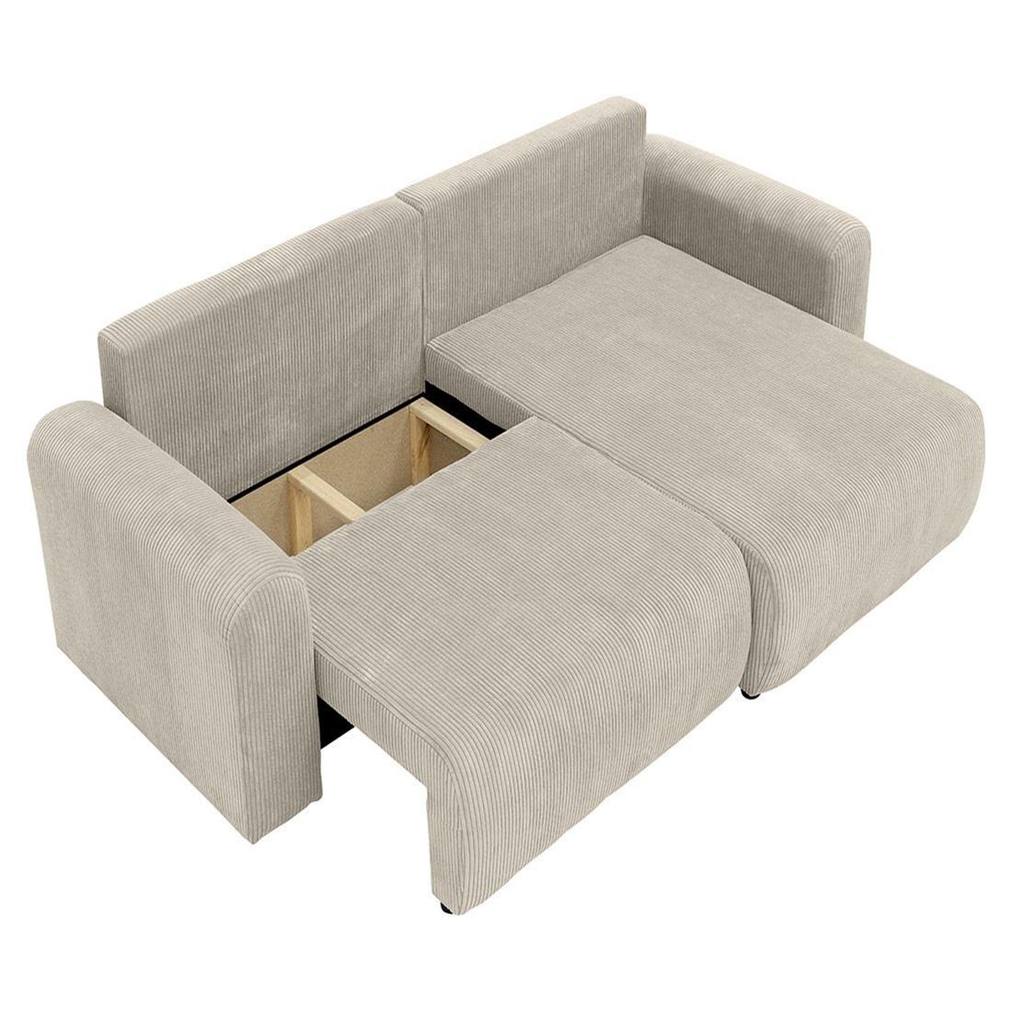 Voir la diapositive 3 : BEST MOBILIER Naomi - canapé d'angle réversible 4 places convertible avec coffre en velours côtelé
