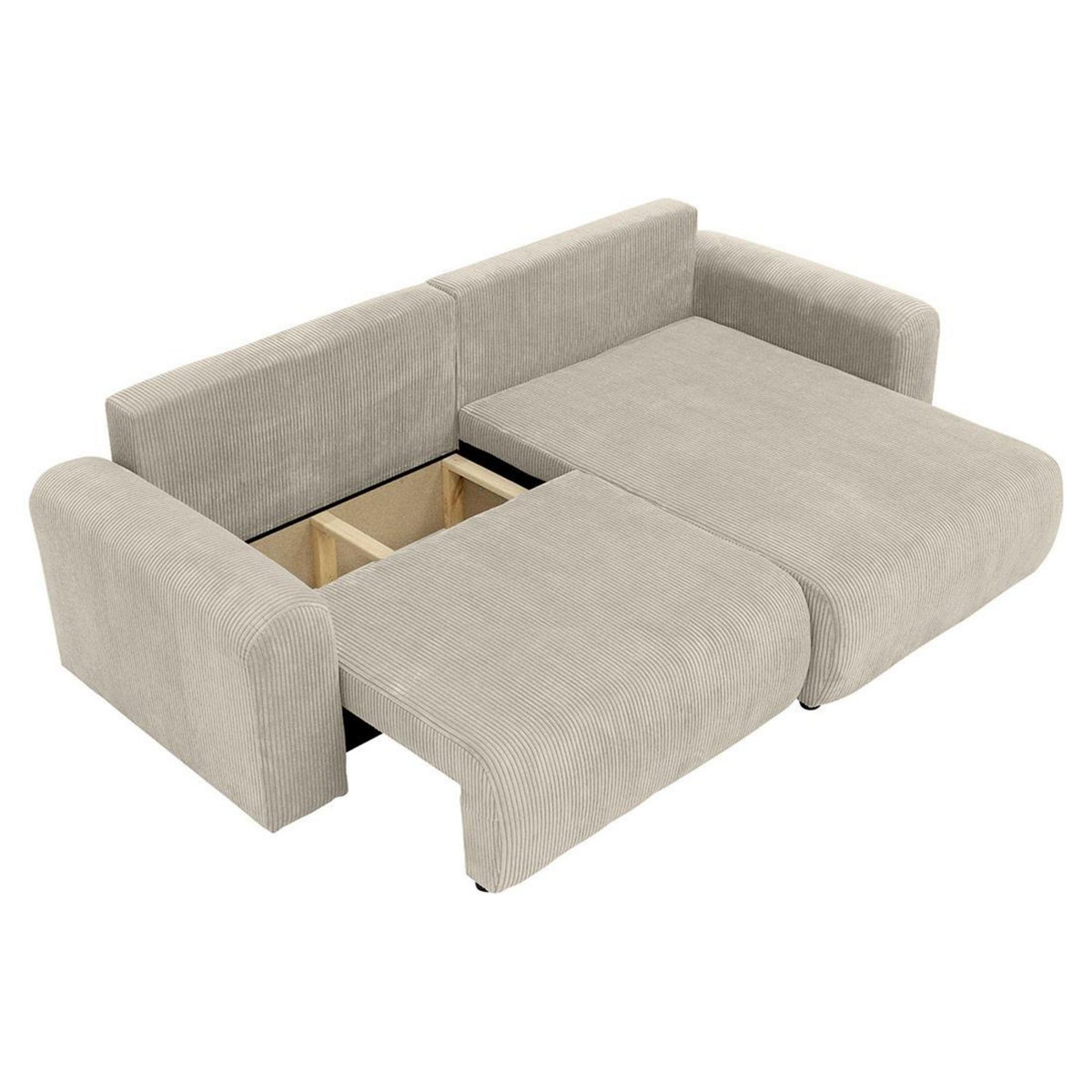 BEST MOBILIER Naomi - canapé d'angle réversible 4 places convertible avec coffre en velours côtelé