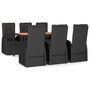Voir la diapositive 2 : VIDAXL Ensemble a manger de jardin coussins 7pcs Noir Resine tressee
