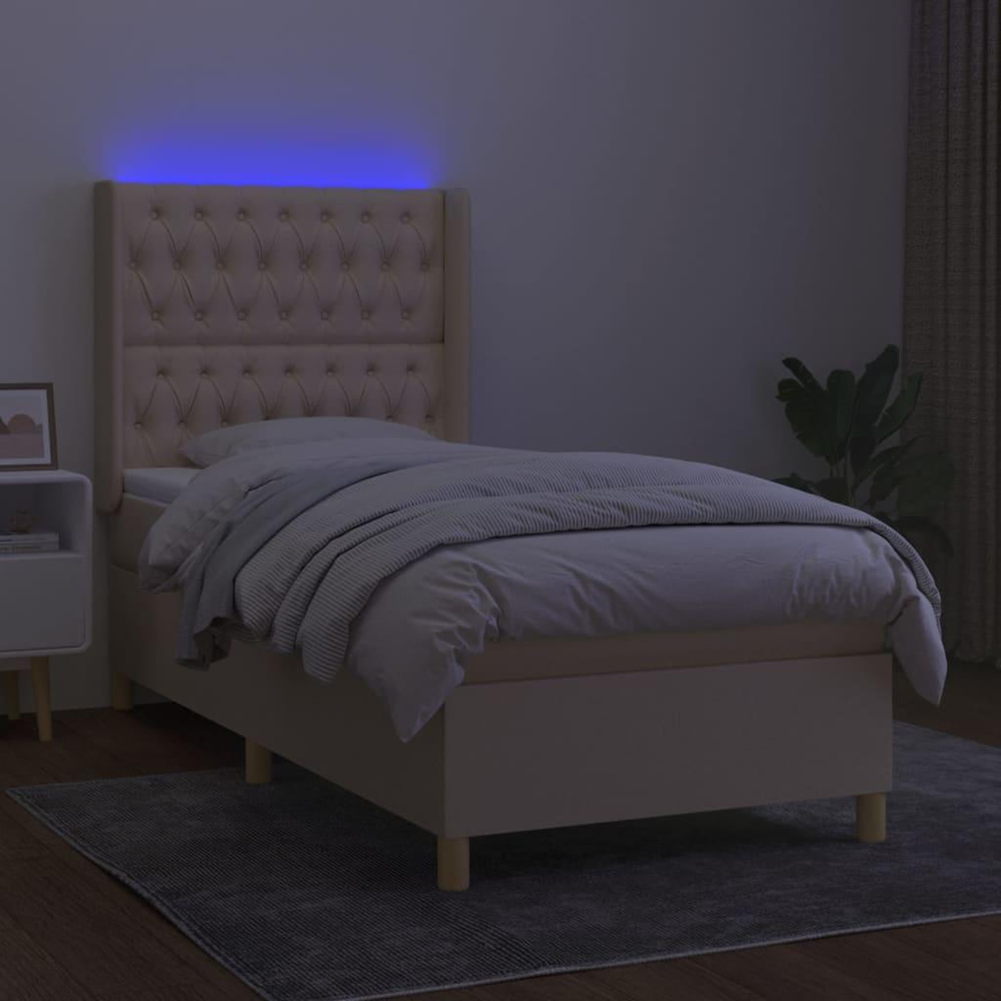 Voir la diapositive 3 : VIDAXL Sommier a lattes de lit matelas et LED Creme 80x200cm Tissu