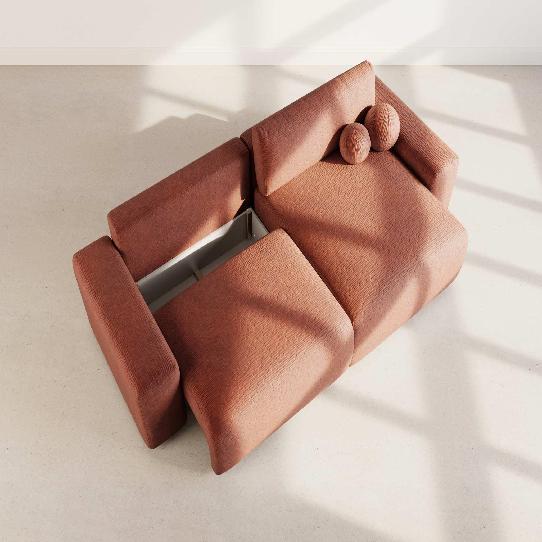 Voir la diapositive 4 : BEST MOBILIER Constance - canapé d'angle réversible 4 places convertible avec coffre en velours gaufré