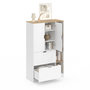 Voir la diapositive 4 : ID MARKET Meuble de rangement L. 80 cm NOUK pour bureau, chambre, entrée avec 3 portes et 2 tiroirs blanc et bois
