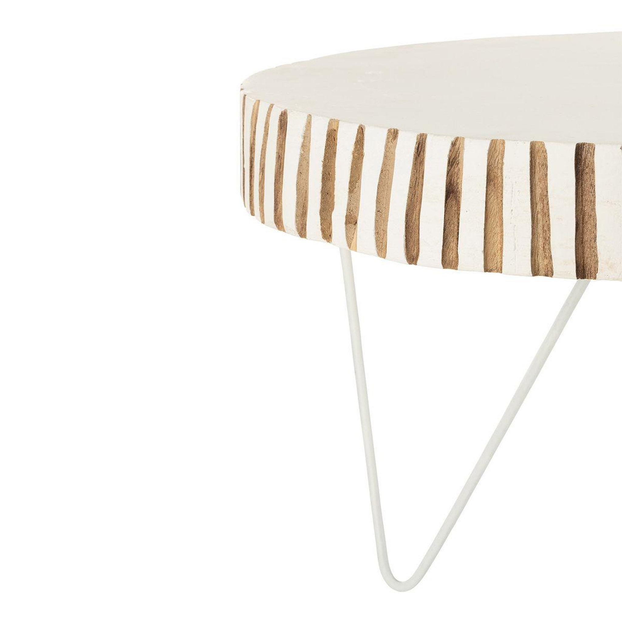 Voir la diapositive 2 : J-LINE Lot de 2 tables d'appoint en bois  ying  48cm blanc & naturel